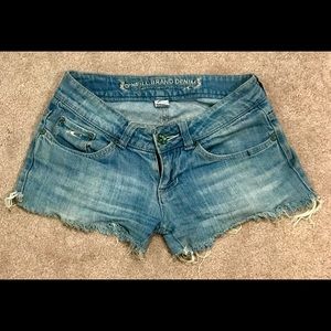 Distressed cut off jean shorts